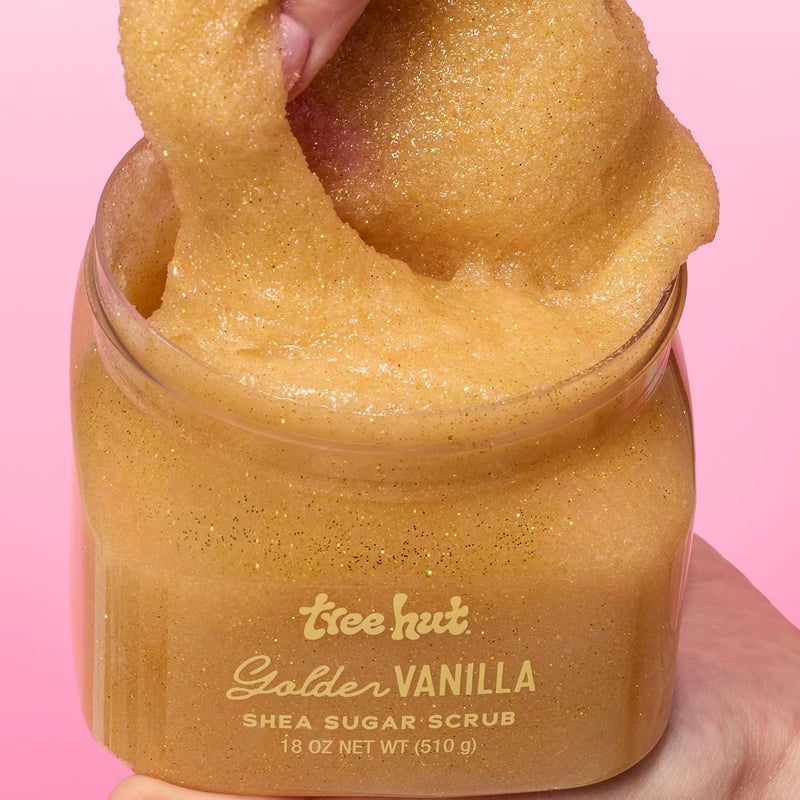 Treehut Golden Vanilla Shea Sugar Scrub, Exfoliating, Hydrating & Moisturizing Body Scrub with Shea Butter & Natural Oils, Smooth & Soften Skin, Polishing Exfoliant for Radiant Skin, 18 oz - Image 4